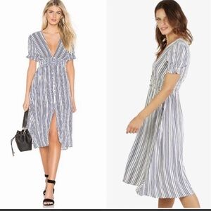 Cleobella Striped V-Neck Midi Dress